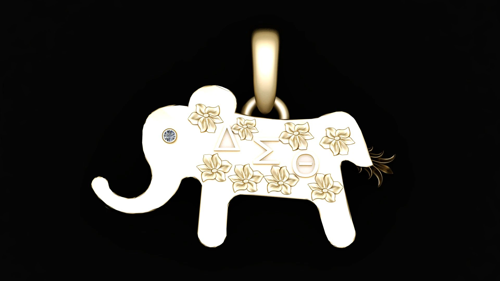 Floral Wisdom Elephant Pendant 3D Model .c4d .max .obj .3ds .fbx .stl .blend 
