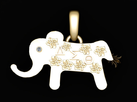 Liontin Gajah Kebijaksanaan Bunga Model 3D