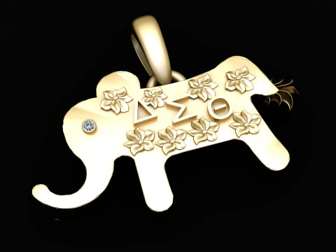 Floral Wisdom Elephant Pendant 3D Model