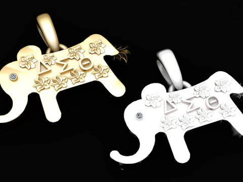 Floral Wisdom Elephant Pendant 3D Model