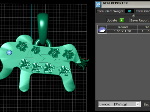 Floral Wisdom Elephant Pendant 3D Model