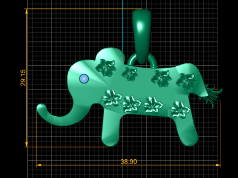 Floral Wisdom Elephant Pendant 3D Model