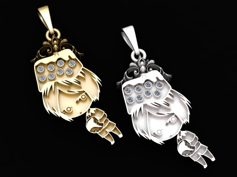Royal Chibi Crown Pendant 3D Model