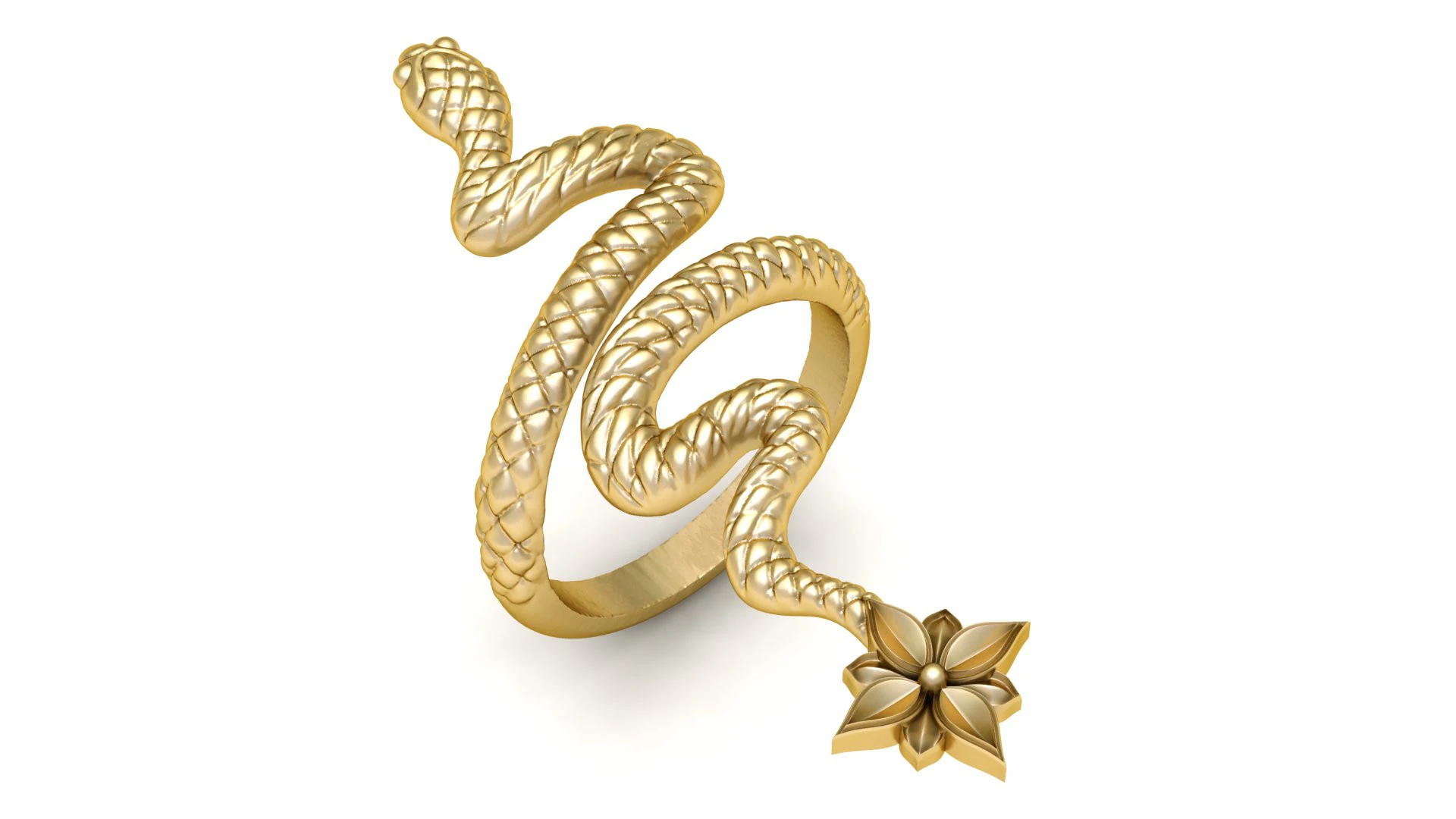 Golden Serpent Bloom Ring 3D Model .c4d .max .obj .3ds .fbx .stl .blend 