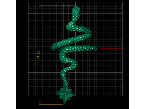 Golden Serpent Bloom Ring 3D Model