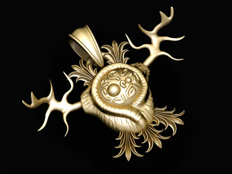 Ethereal Antler Sigil Pendant 3D Model