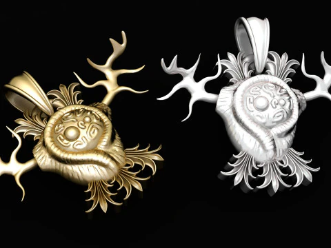 Ethereal Antler Sigil Pendant 3D Model