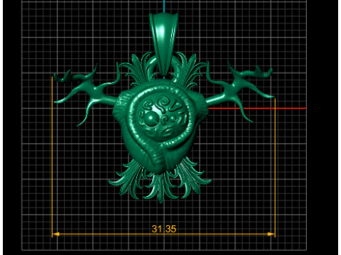 Ethereal Antler Sigil Pendant 3D Model