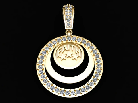 Golden Faith Crescent Pendant 3D Model