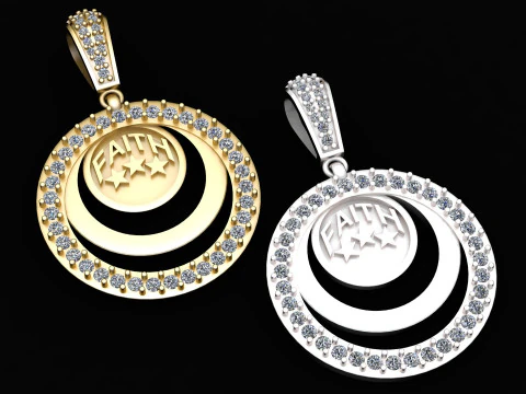 Golden Faith Crescent Pendant 3D Model
