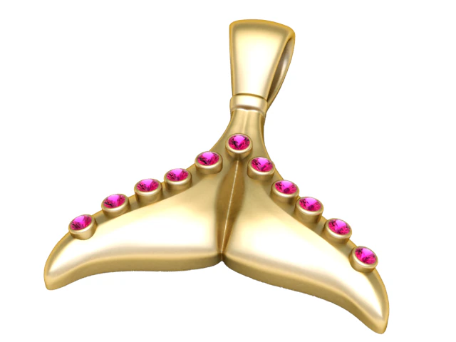 Luxury Whale Tail Pendant 3D Model .c4d .max .obj .3ds .fbx .stl .blend 