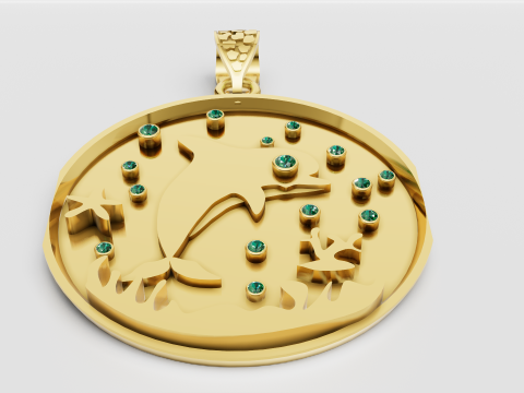 高級ドルフィン サンバースト ペンダント 3Dモデル