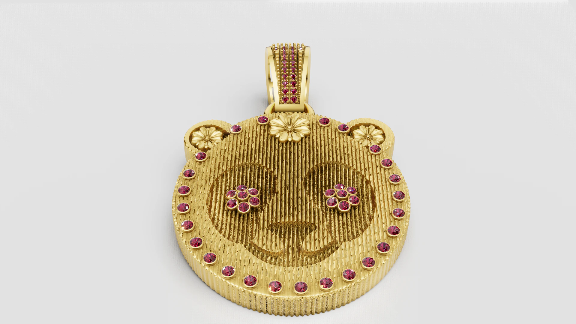 Luxury Panda Face Pendant 3D Model .c4d .max .obj .3ds .fbx .stl .blend 
