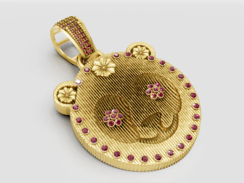 Luxury Panda Face Pendant 3D Model