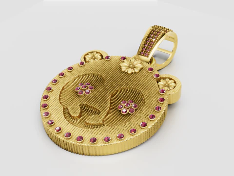 Luxury Panda Face Pendant 3D Model