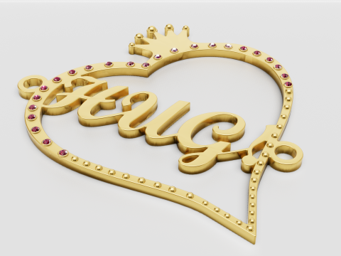 Özel İsimli Kalp Kolye 3D Model