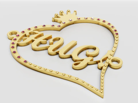 Wisiorek w kształcie serca z nazwą niestandardową Model 3D