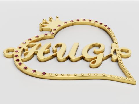 Custom Name Heart Pendant 3D Model