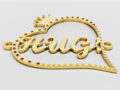 Custom Name Heart Pendant 3D Model