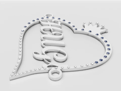 Custom Name Heart Pendant 3D Model