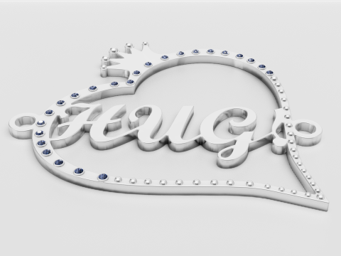 Custom Name Heart Pendant 3D Model