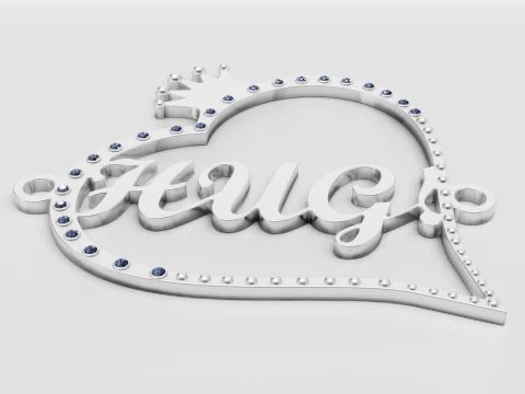 Custom Name Heart Pendant 3D Model