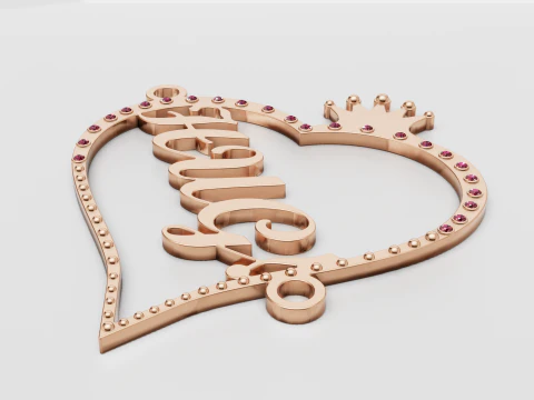 Custom Name Heart Pendant 3D Model