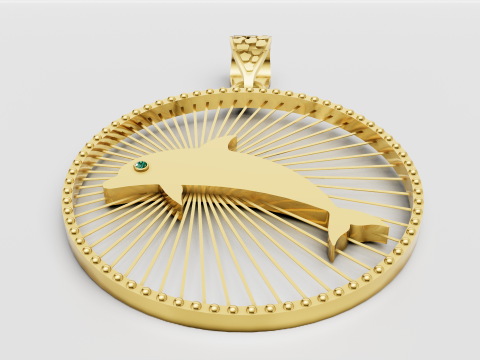 高級ドルフィン サンバースト ペンダント 3Dモデル