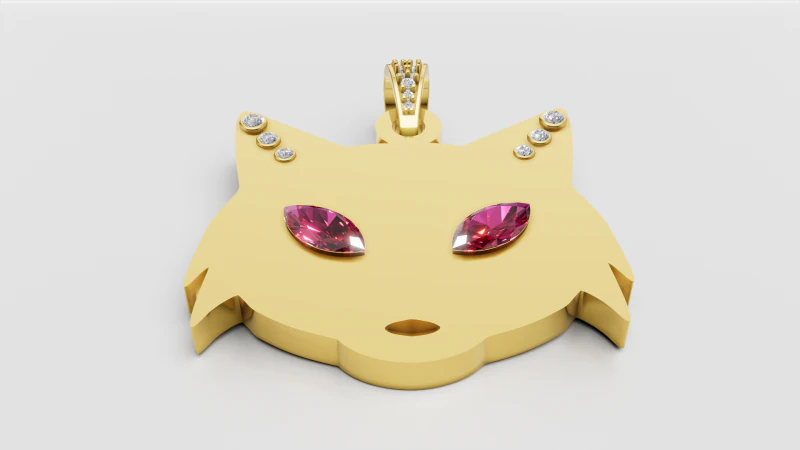 Luxury Fox Face Pendant 3D Model .c4d .max .obj .3ds .fbx .stl .blend 