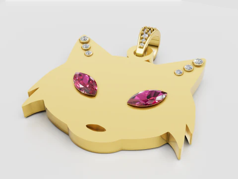 Luxury Fox Face Pendant 3D Model