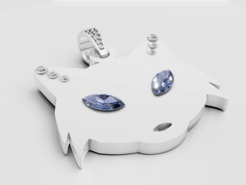 Luxury Fox Face Pendant 3D Model
