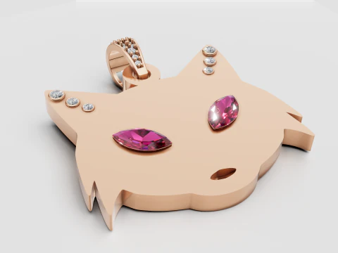 Luxury Fox Face Pendant 3D Model