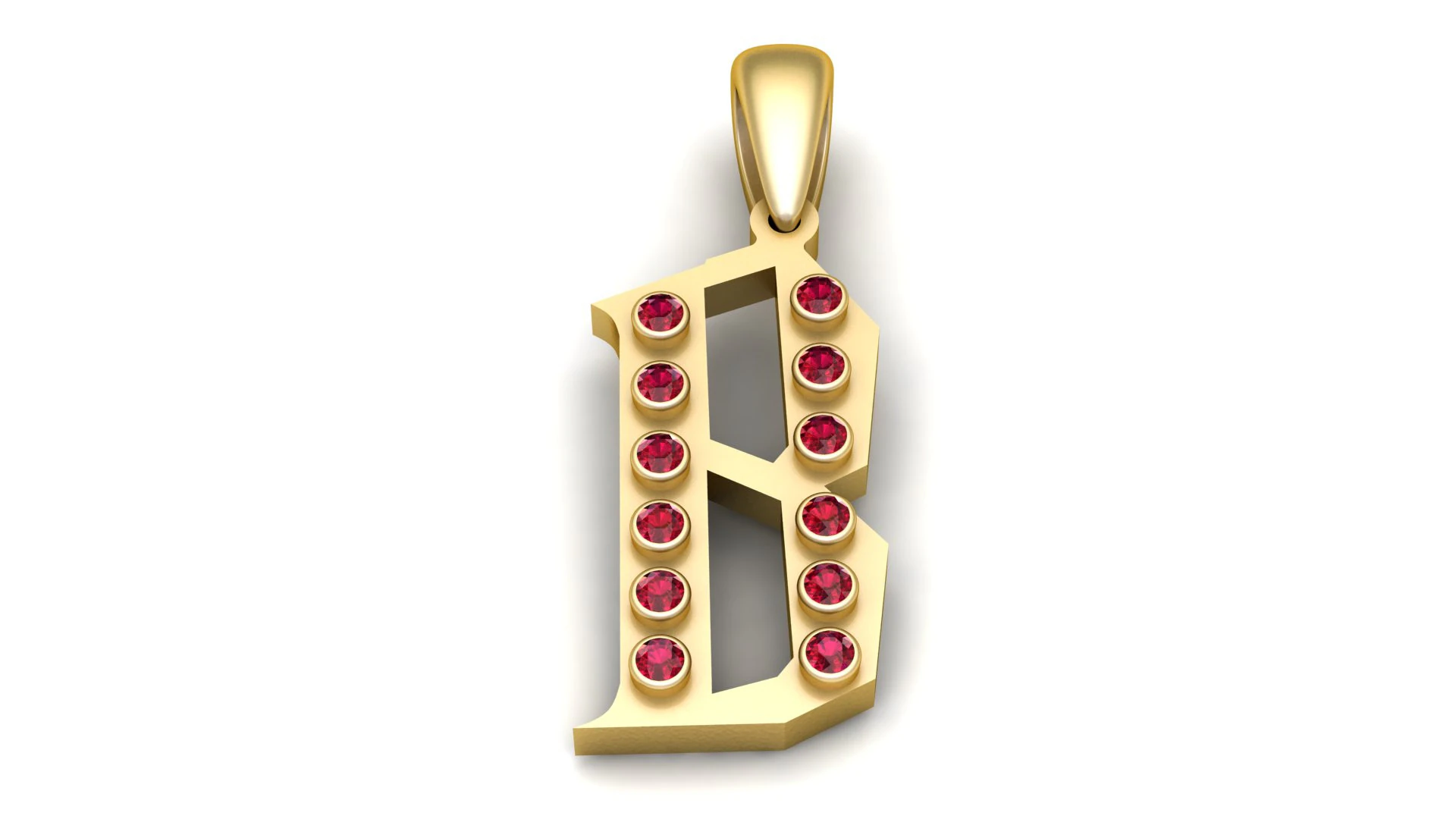 Luxury Letter R Pendant 3D Model .c4d .max .obj .3ds .fbx .stl .blend 
