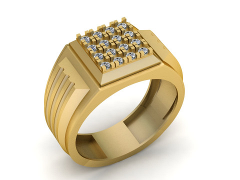 高級メンズ スクエア ダイヤモンド リング 3Dモデル