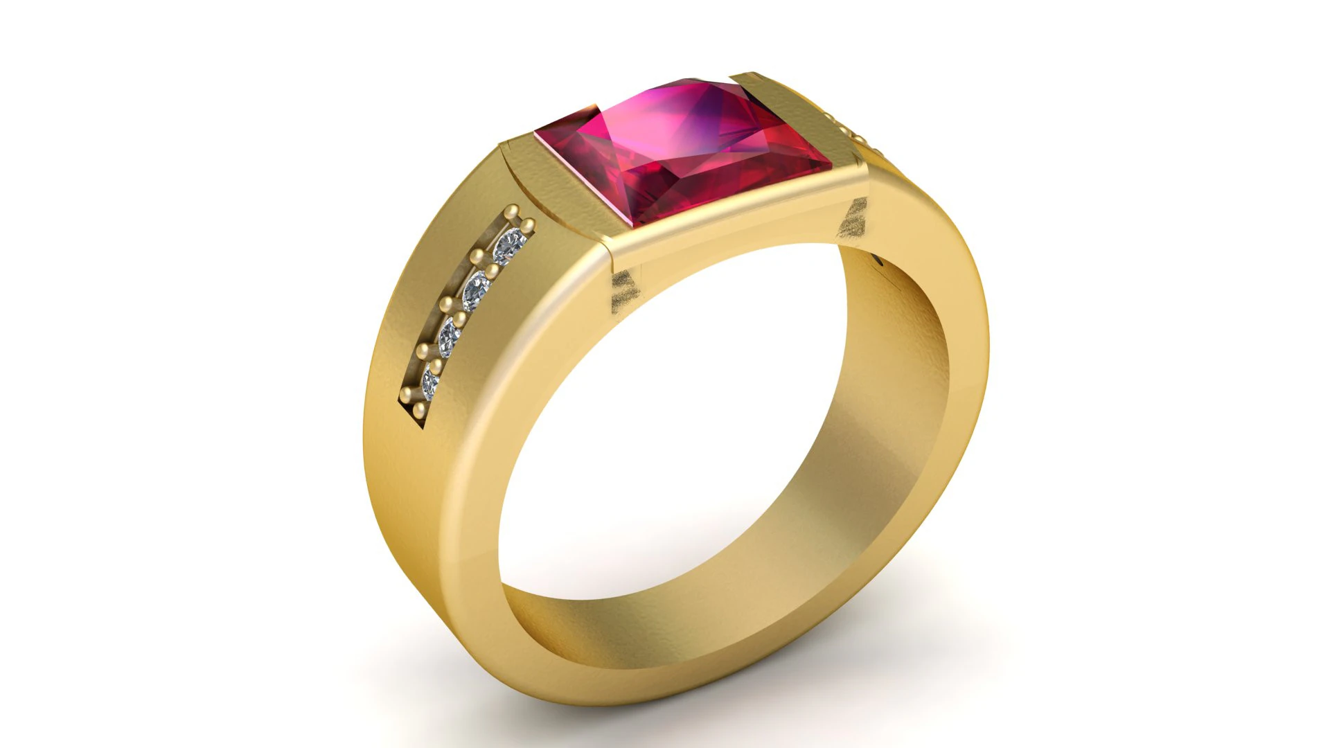 Luxury Mens Ruby Signet Ring 3D Model .c4d .max .obj .3ds .fbx .stl .blend