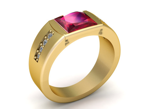 高級メンズ ルビー シグネット リング 3Dモデル