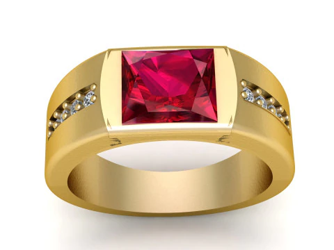 Luxury Mens Ruby Signet Ring 3D Model