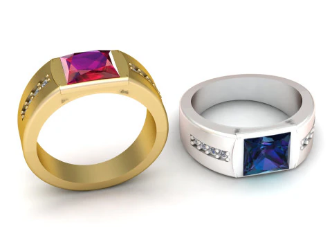 Luxury Mens Ruby Signet Ring 3D Model
