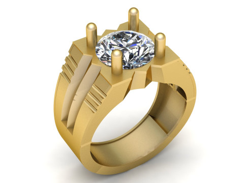 高級メンズ ソリティア ダイヤモンド リング 3Dモデル