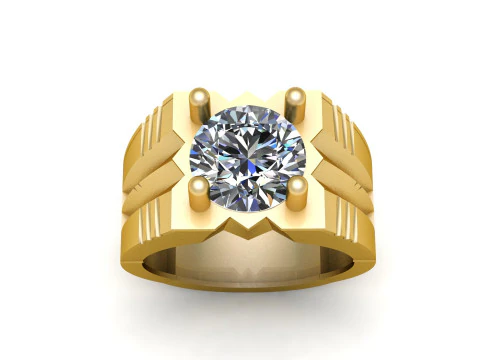 Luxury Mens Solitaire Diamond Ring 3D Model
