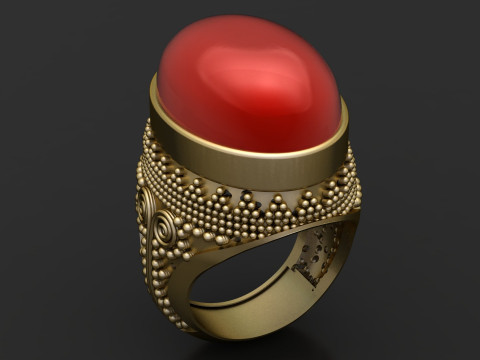 Anillos de piedras preciosas de cabuj&oacute;n de lujo para hombre Modelo 3D