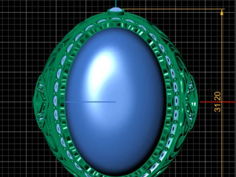 Luxury Mens Cabochon Gemstone Rings 3D Model