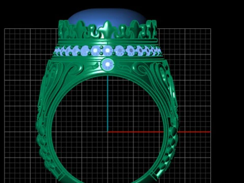 Royal Red Agate Crown Ring 3D Model