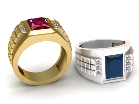 Luxury Mens Ruby Signet Ring 3D Model