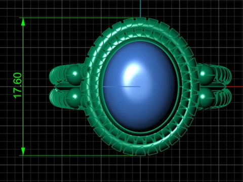 Luxuri&ouml;ser roter Achat-Cabochon-Ring 3D Modell