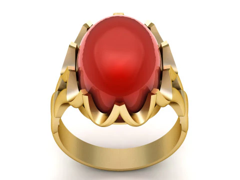 Royal Red Agate Cabochon Ring 3D Model