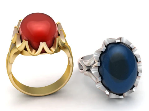 Royal Red Agate Cabochon Ring 3D Model