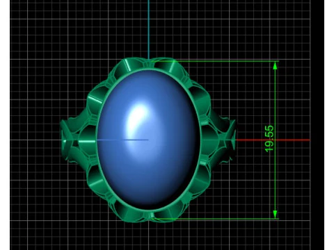 Royal Red Agate Cabochon Ring 3D Model