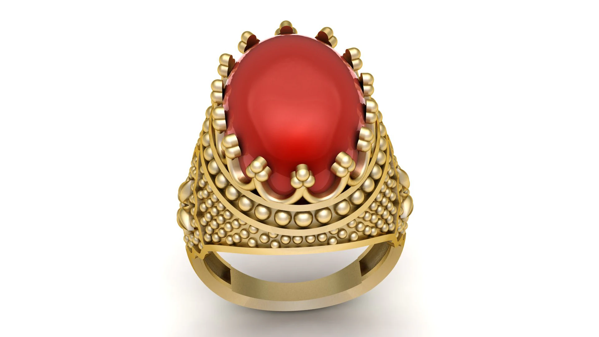 Imperial Red Agate Crown Ring 3D Model .c4d .max .obj .3ds .fbx .stl .blend 