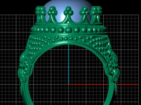 Imperial Red Agate Crown Ring 3D Model